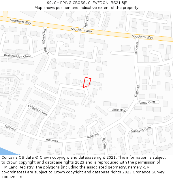 90, CHIPPING CROSS, CLEVEDON, BS21 5JF: Location map and indicative extent of plot