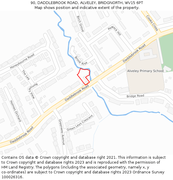 90, DADDLEBROOK ROAD, ALVELEY, BRIDGNORTH, WV15 6PT: Location map and indicative extent of plot