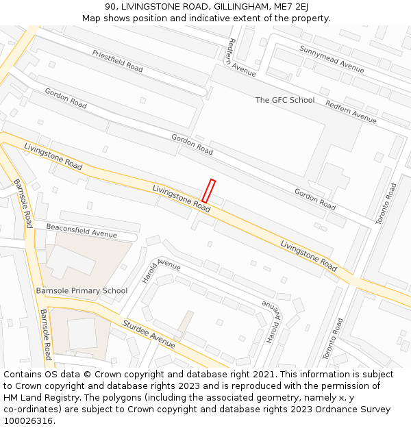 90, LIVINGSTONE ROAD, GILLINGHAM, ME7 2EJ: Location map and indicative extent of plot