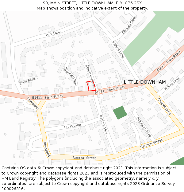 90, MAIN STREET, LITTLE DOWNHAM, ELY, CB6 2SX: Location map and indicative extent of plot