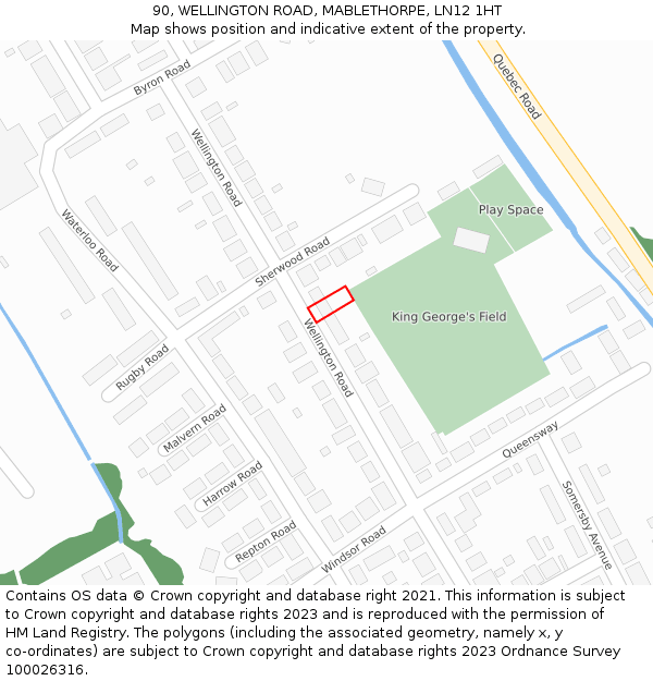 90, WELLINGTON ROAD, MABLETHORPE, LN12 1HT: Location map and indicative extent of plot
