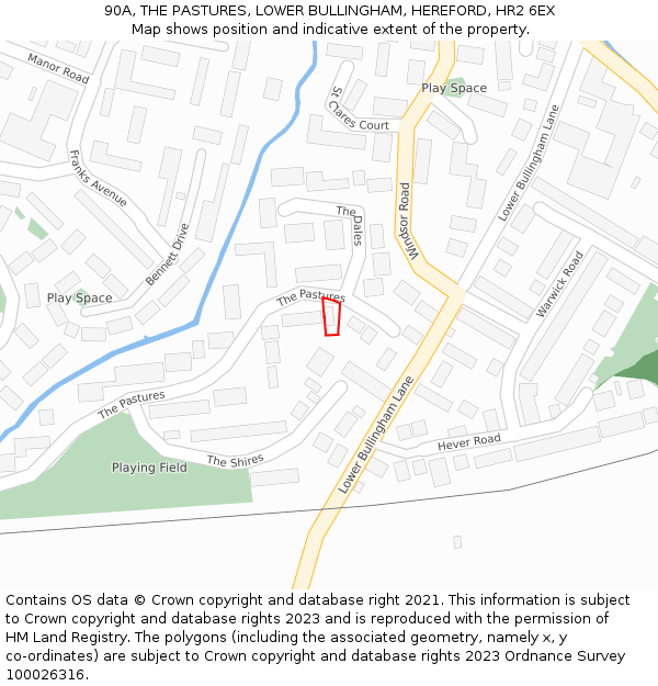 90A, THE PASTURES, LOWER BULLINGHAM, HEREFORD, HR2 6EX: Location map and indicative extent of plot