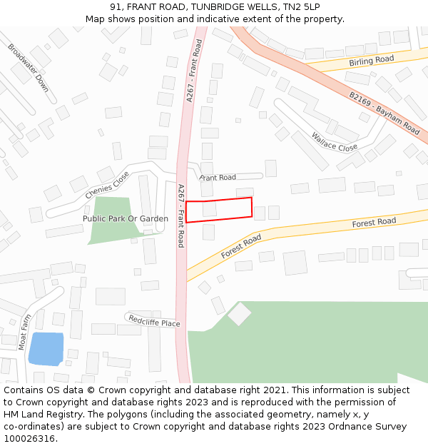 91, FRANT ROAD, TUNBRIDGE WELLS, TN2 5LP: Location map and indicative extent of plot
