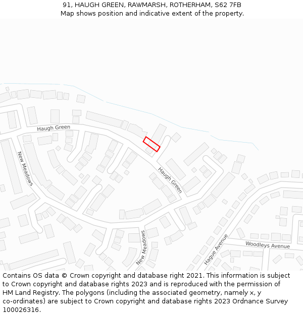 91, HAUGH GREEN, RAWMARSH, ROTHERHAM, S62 7FB: Location map and indicative extent of plot