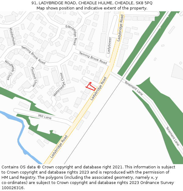 91, LADYBRIDGE ROAD, CHEADLE HULME, CHEADLE, SK8 5PQ: Location map and indicative extent of plot