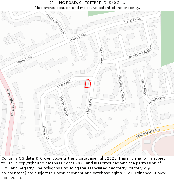 91, LING ROAD, CHESTERFIELD, S40 3HU: Location map and indicative extent of plot