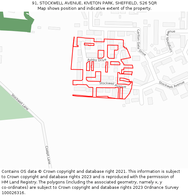 91, STOCKWELL AVENUE, KIVETON PARK, SHEFFIELD, S26 5QR: Location map and indicative extent of plot