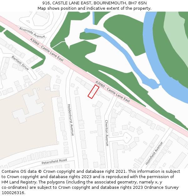 916, CASTLE LANE EAST, BOURNEMOUTH, BH7 6SN: Location map and indicative extent of plot