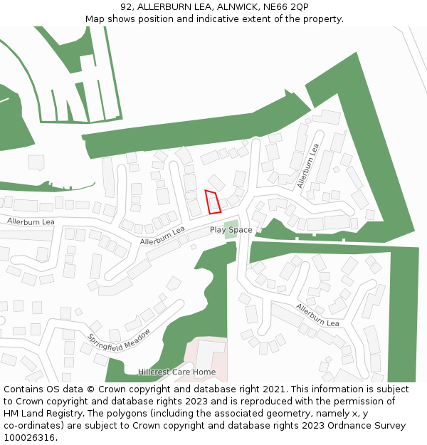 92, ALLERBURN LEA, ALNWICK, NE66 2QP: Location map and indicative extent of plot