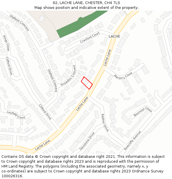 92, LACHE LANE, CHESTER, CH4 7LS: Location map and indicative extent of plot