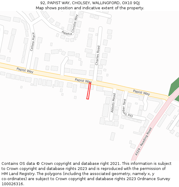 92, PAPIST WAY, CHOLSEY, WALLINGFORD, OX10 9QJ: Location map and indicative extent of plot