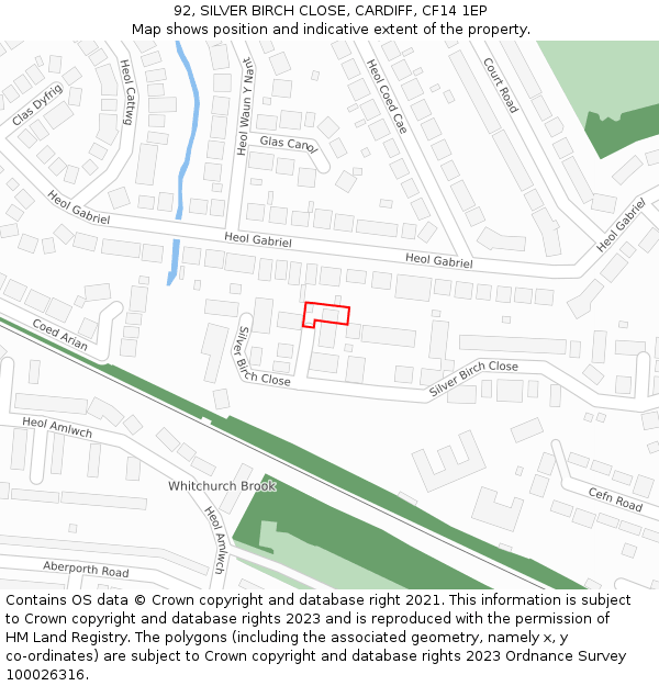 92, SILVER BIRCH CLOSE, CARDIFF, CF14 1EP: Location map and indicative extent of plot