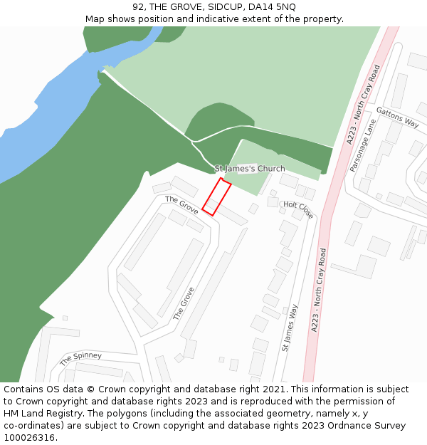 92, THE GROVE, SIDCUP, DA14 5NQ: Location map and indicative extent of plot