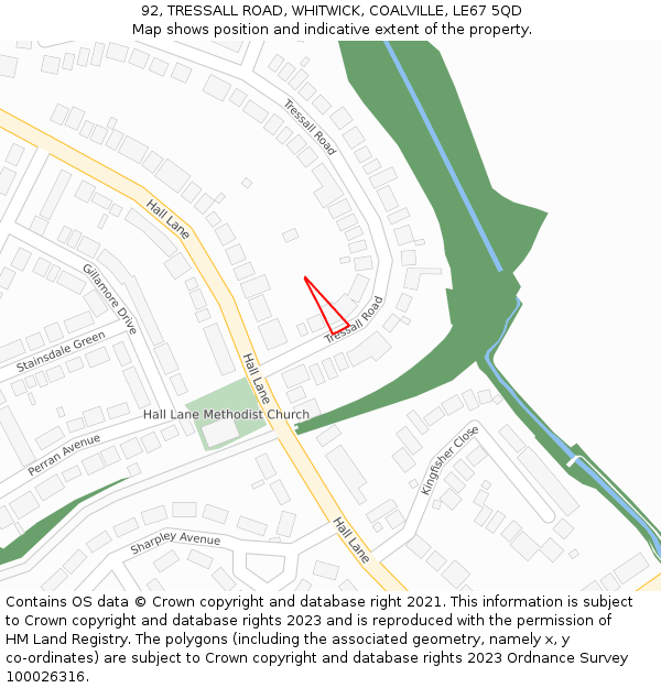92, TRESSALL ROAD, WHITWICK, COALVILLE, LE67 5QD: Location map and indicative extent of plot