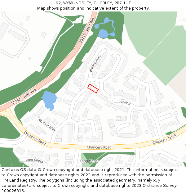 92, WYMUNDSLEY, CHORLEY, PR7 1UT: Location map and indicative extent of plot