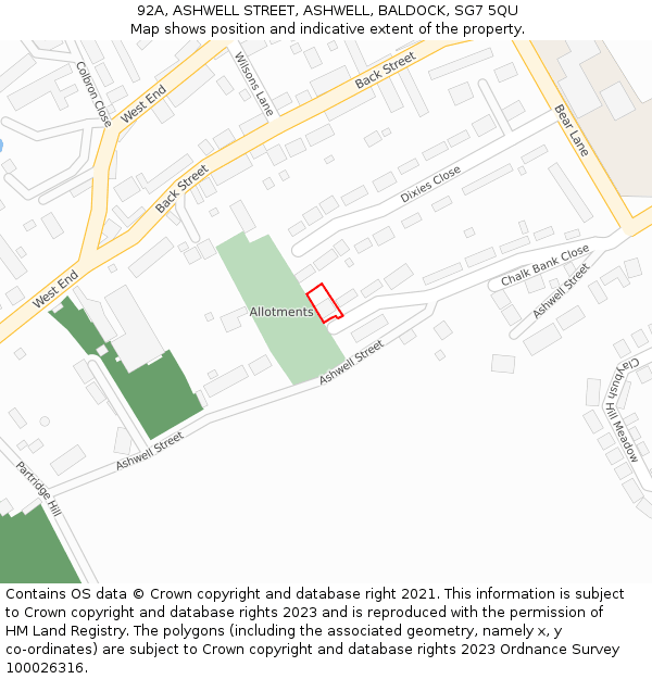 92A, ASHWELL STREET, ASHWELL, BALDOCK, SG7 5QU: Location map and indicative extent of plot