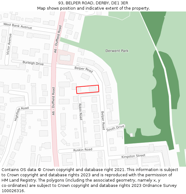 93, BELPER ROAD, DERBY, DE1 3ER: Location map and indicative extent of plot
