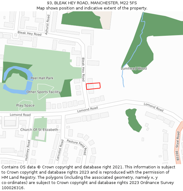 93, BLEAK HEY ROAD, MANCHESTER, M22 5FS: Location map and indicative extent of plot