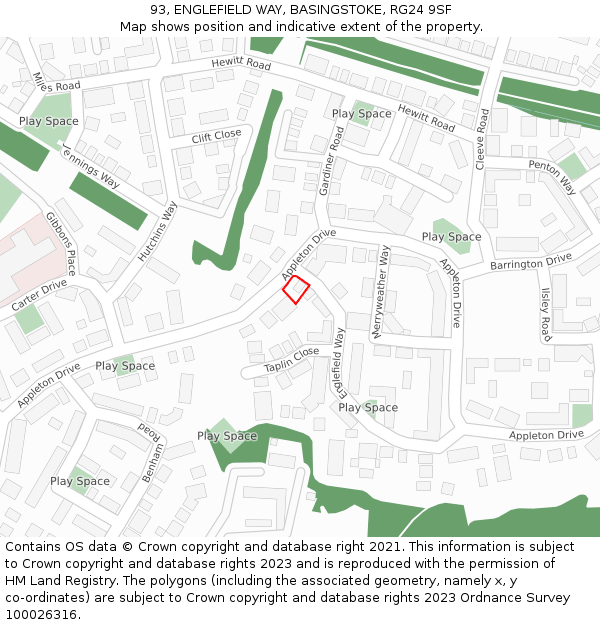 93, ENGLEFIELD WAY, BASINGSTOKE, RG24 9SF: Location map and indicative extent of plot