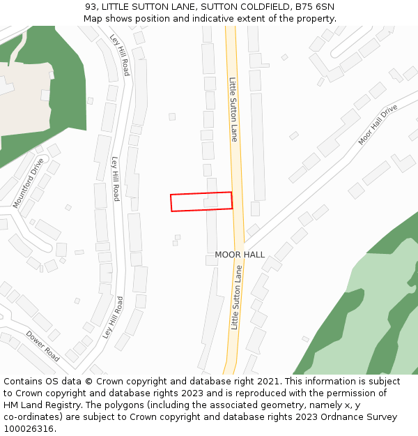93, LITTLE SUTTON LANE, SUTTON COLDFIELD, B75 6SN: Location map and indicative extent of plot