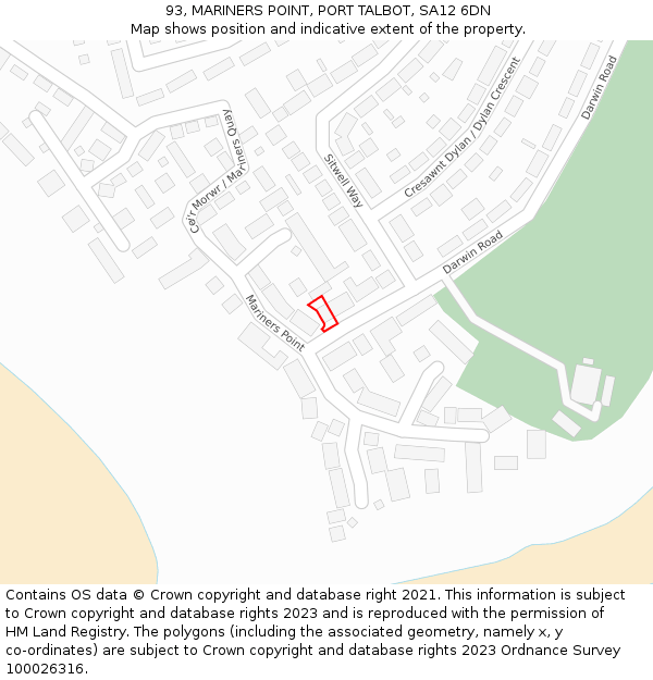 93, MARINERS POINT, PORT TALBOT, SA12 6DN: Location map and indicative extent of plot