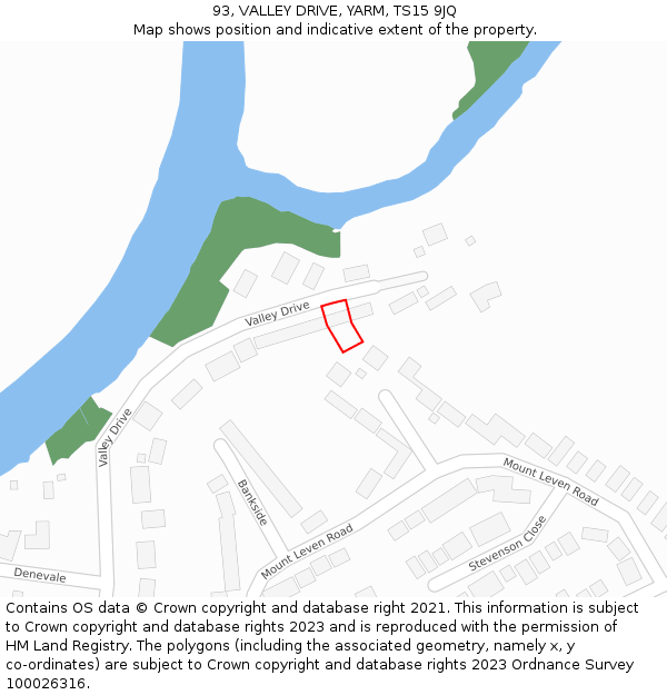 93, VALLEY DRIVE, YARM, TS15 9JQ: Location map and indicative extent of plot