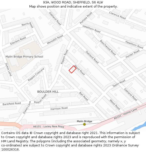 93A, WOOD ROAD, SHEFFIELD, S6 4LW: Location map and indicative extent of plot