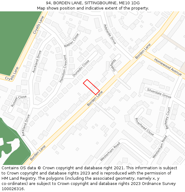 94, BORDEN LANE, SITTINGBOURNE, ME10 1DG: Location map and indicative extent of plot