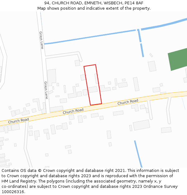 94, CHURCH ROAD, EMNETH, WISBECH, PE14 8AF: Location map and indicative extent of plot