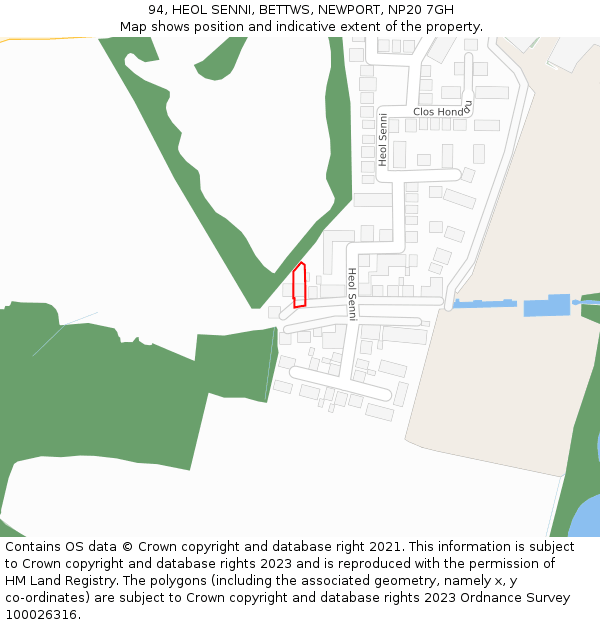 94, HEOL SENNI, BETTWS, NEWPORT, NP20 7GH: Location map and indicative extent of plot