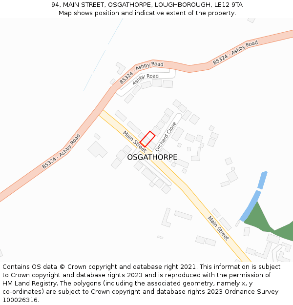 94, MAIN STREET, OSGATHORPE, LOUGHBOROUGH, LE12 9TA: Location map and indicative extent of plot