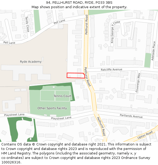 94, PELLHURST ROAD, RYDE, PO33 3BS: Location map and indicative extent of plot
