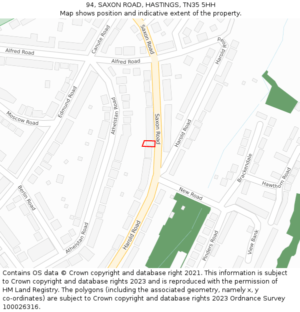 94, SAXON ROAD, HASTINGS, TN35 5HH: Location map and indicative extent of plot