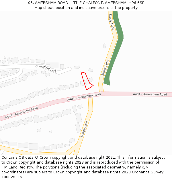 95, AMERSHAM ROAD, LITTLE CHALFONT, AMERSHAM, HP6 6SP: Location map and indicative extent of plot