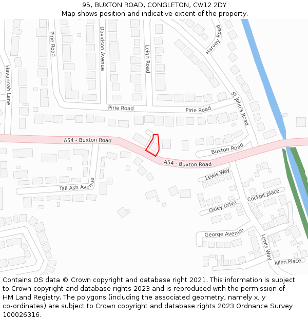 95, BUXTON ROAD, CONGLETON, CW12 2DY: Location map and indicative extent of plot