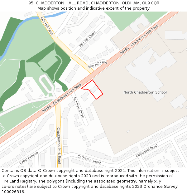 95, CHADDERTON HALL ROAD, CHADDERTON, OLDHAM, OL9 0QR: Location map and indicative extent of plot