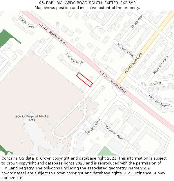 95, EARL RICHARDS ROAD SOUTH, EXETER, EX2 6AP: Location map and indicative extent of plot