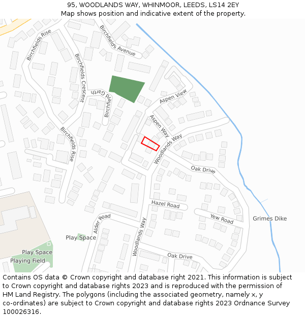 95, WOODLANDS WAY, WHINMOOR, LEEDS, LS14 2EY: Location map and indicative extent of plot