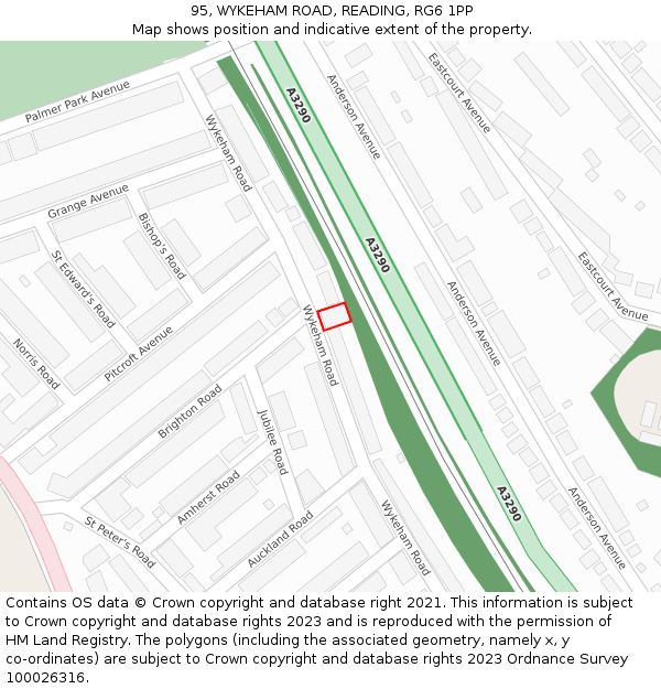 95, WYKEHAM ROAD, READING, RG6 1PP: Location map and indicative extent of plot