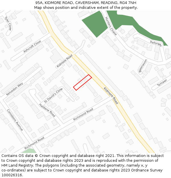 95A, KIDMORE ROAD, CAVERSHAM, READING, RG4 7NH: Location map and indicative extent of plot
