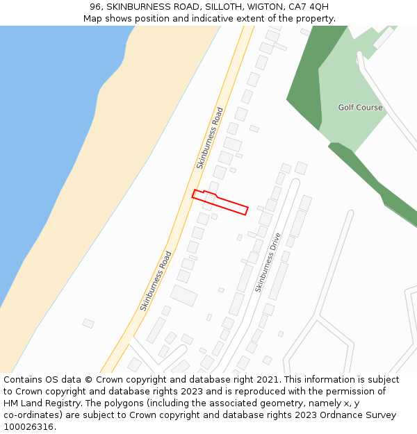 96, SKINBURNESS ROAD, SILLOTH, WIGTON, CA7 4QH: Location map and indicative extent of plot