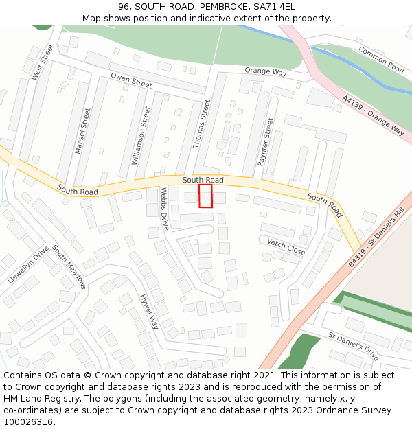 96, SOUTH ROAD, PEMBROKE, SA71 4EL: Location map and indicative extent of plot