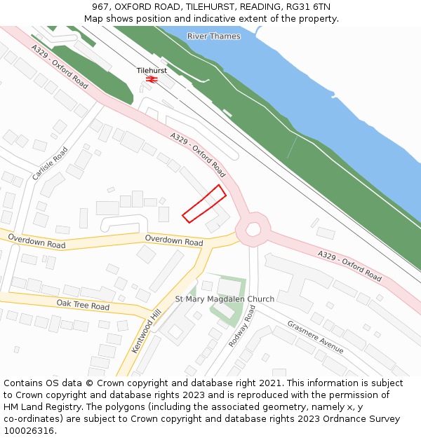 967, OXFORD ROAD, TILEHURST, READING, RG31 6TN: Location map and indicative extent of plot
