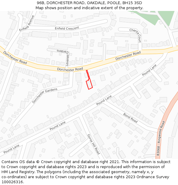 96B, DORCHESTER ROAD, OAKDALE, POOLE, BH15 3SD: Location map and indicative extent of plot