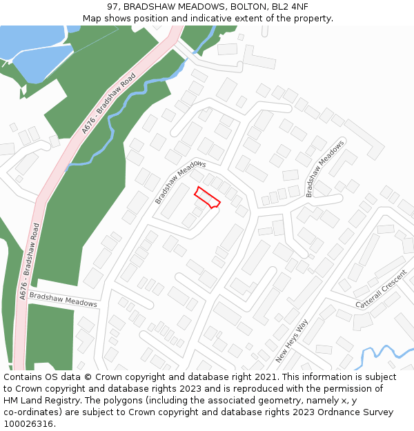 97, BRADSHAW MEADOWS, BOLTON, BL2 4NF: Location map and indicative extent of plot