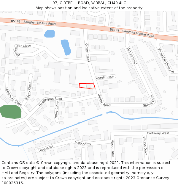 97, GIRTRELL ROAD, WIRRAL, CH49 4LG: Location map and indicative extent of plot