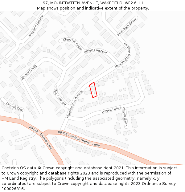 97, MOUNTBATTEN AVENUE, WAKEFIELD, WF2 6HH: Location map and indicative extent of plot
