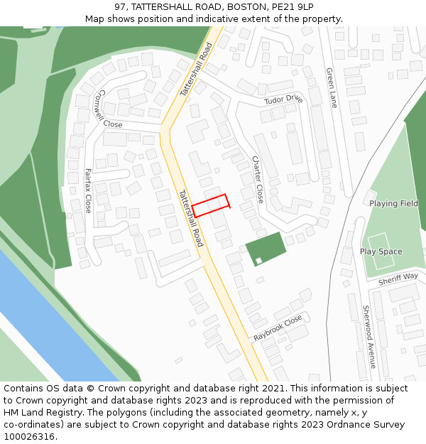 97, TATTERSHALL ROAD, BOSTON, PE21 9LP: Location map and indicative extent of plot