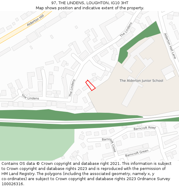 97, THE LINDENS, LOUGHTON, IG10 3HT: Location map and indicative extent of plot