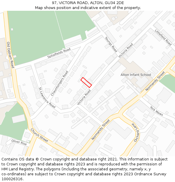 97, VICTORIA ROAD, ALTON, GU34 2DE: Location map and indicative extent of plot